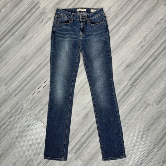 Bullhead Mid Rise Y2K Skinny Jeans Distressed Blue Juniors 5 - Picture 3 of 13